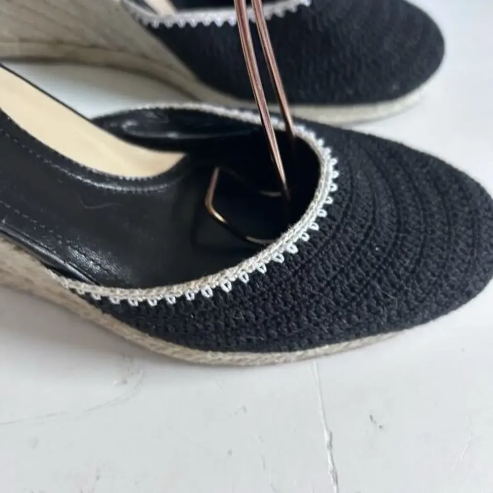Via Spiga Wedge Sandals Sz 7 Ankle wrap Espadrilles Lenox Crochet Bohemian Siren